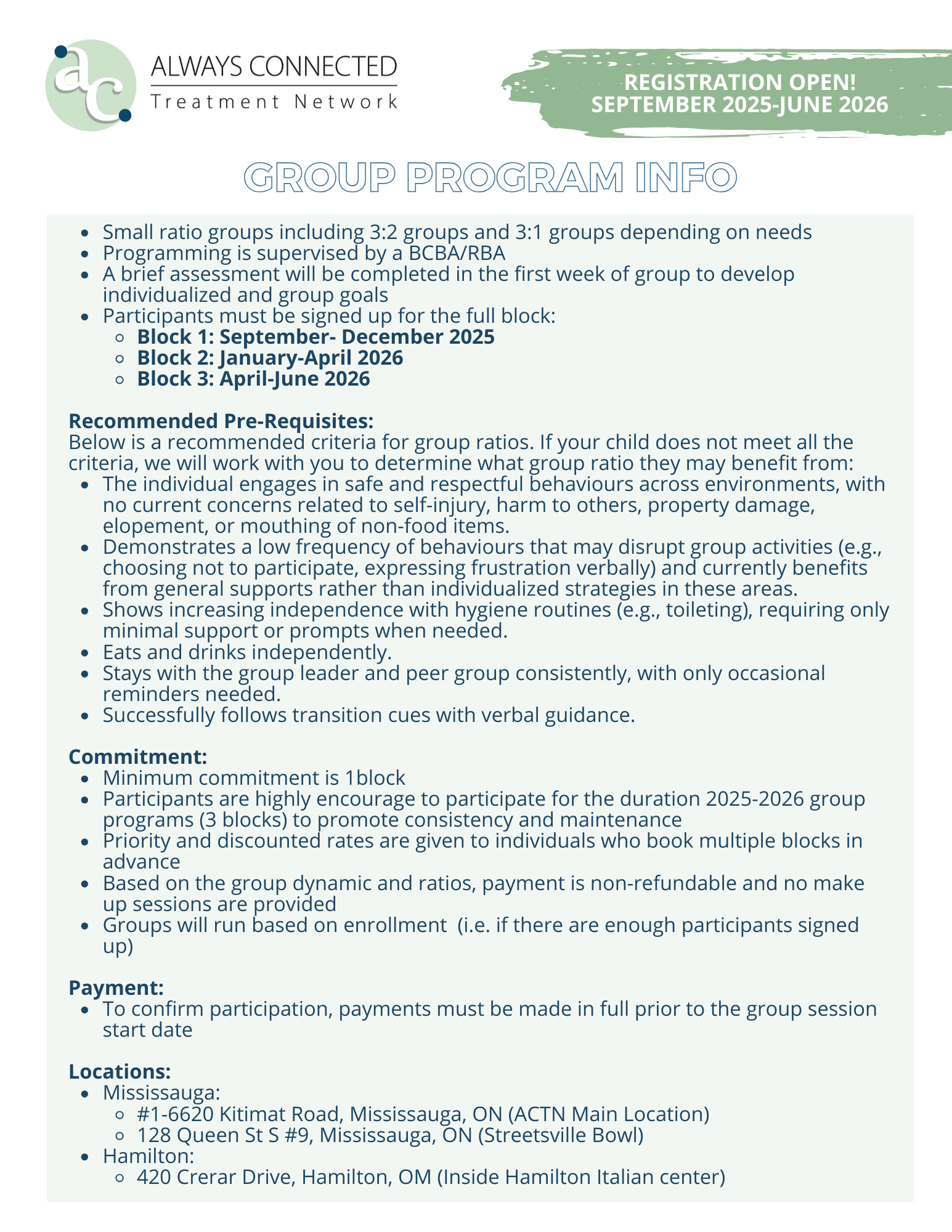 Group ACTN Program 2025-2026